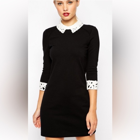 Ted Baker London Dresses & Skirts - Ted baker black dress with embroidered collar and cuffs